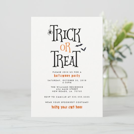 trick or treat Halloween Party Kaart (Staand voorkant)