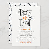 trick or treat Halloween Party Kaart (Voorkant / Achterkant)