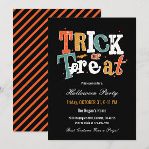 Trick or treat Halloween Party Kaart