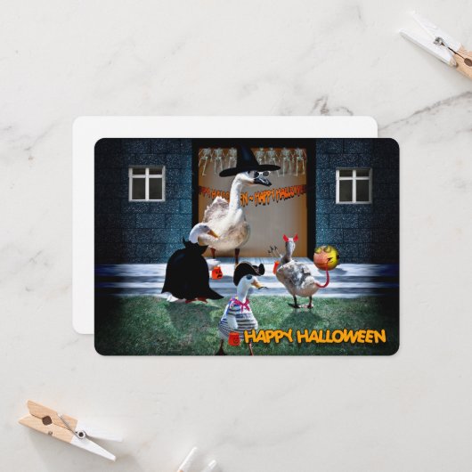 Trick or treat Halloween Party Kaart (Voorkant / Achterkant in situ)