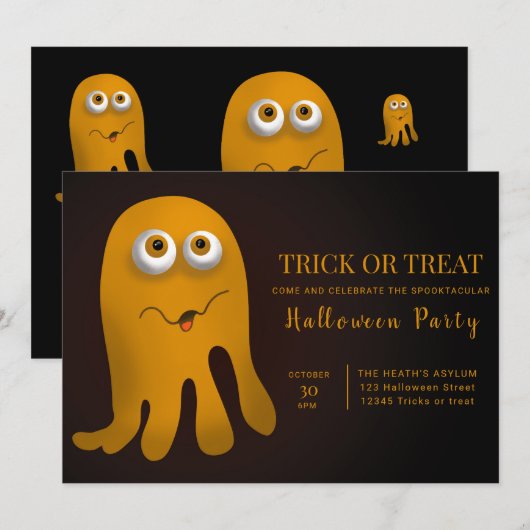 Trick or treat Halloween Party Kaart (Voorkant / Achterkant)