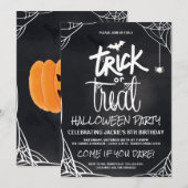 Trick or treat Halloween Party Kaart (Voorkant / Achterkant)