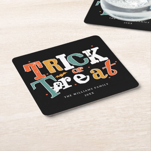 Trick or treat Halloween Party Kartonnen Onderzetters (Schuin)