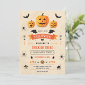 Trick or treat Halloween Party Uitnodigen Kaart (Staand voorkant)