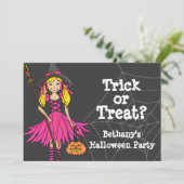 Trick or treat Halloween party uitnodiging (Staand voorkant)