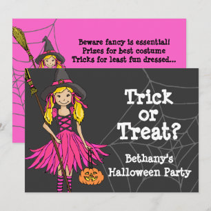 Trick or treat Halloween party uitnodiging