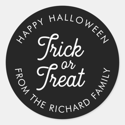 Trick or treat Halloween Persoonlijk Ronde Sticker (Voorkant)