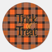 Trick or treat Halloween Plaid Ronde Sticker (Voorkant)