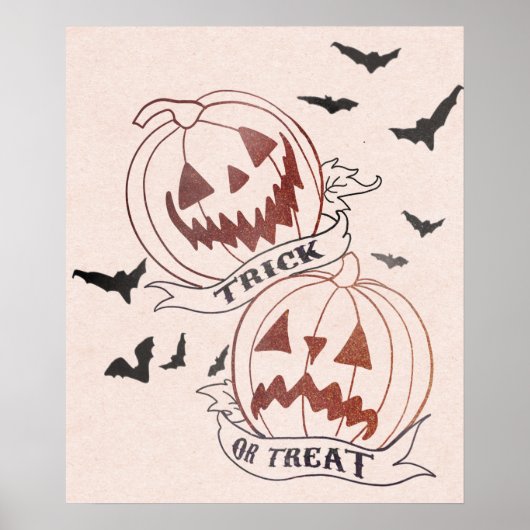 Trick or treat halloween pomkins glitter poster (Voorkant)