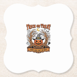 Trick Or Treat Halloween Pompoen Heksenhoed Spooky Kartonnen Onderzetters
