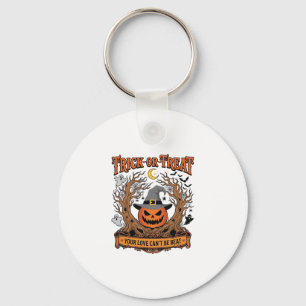 Trick Or Treat Halloween Pompoen Heksenhoed Spooky Sleutelhanger