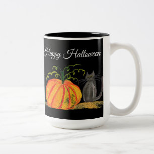 Trick or treat Halloween Pompoen Kat Schattig Tweekleurige Koffiemok