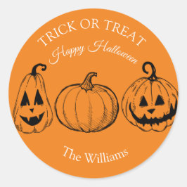 Trick or treat Halloween Pompoen Scary Cute Ronde Sticker