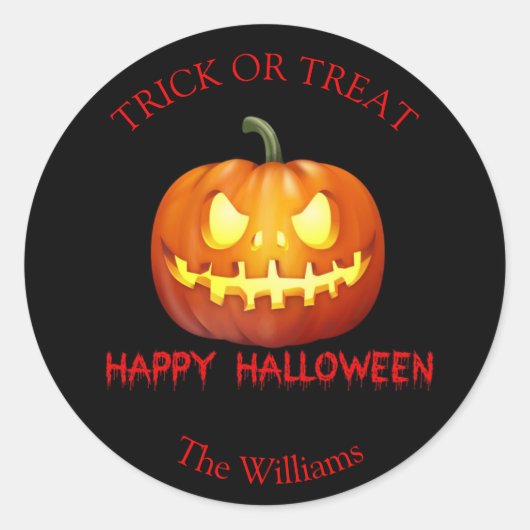 Trick or treat Halloween Pompoen Scary Cute Ronde Sticker (Voorkant)