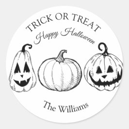 Trick or treat Halloween Pompoen Scary Cute Ronde Sticker