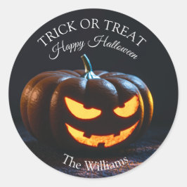 Trick or treat Halloween Pompoen Scary Cute Ronde Sticker