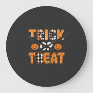 Trick or Treat Halloween Pompoen Vector Ontwerp_1 Grote Klok