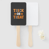 Trick or Treat Halloween Pompoen Vector Ontwerp_1 Handwaaier (Voorkant en achterkant)