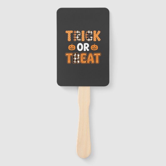 Trick or Treat Halloween Pompoen Vector Ontwerp_1 Handwaaier (Voorkant)