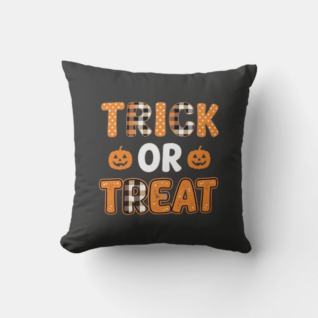 Trick or Treat Halloween Pompoen Vector Ontwerp_1 Kussen (Voorkant)