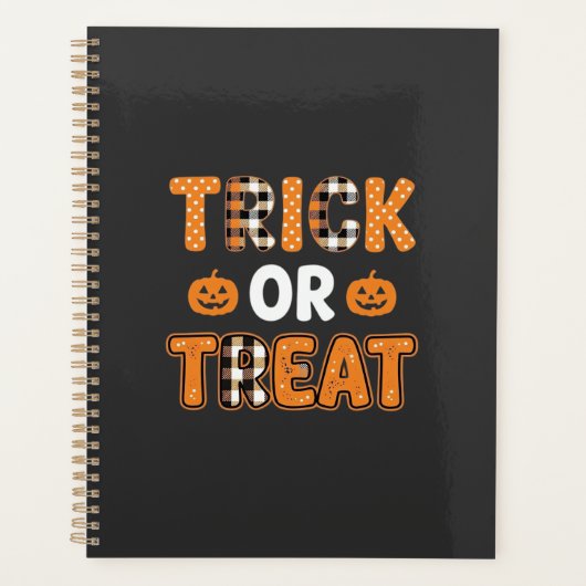 Trick or Treat Halloween Pompoen Vector Ontwerp_1 Planner (Voorkant)