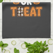 Trick or Treat Halloween Pompoen Vector Ontwerp_1 Theedoek (Gevouwen)