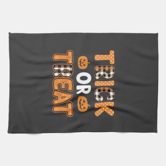 Trick or Treat Halloween Pompoen Vector Ontwerp_1 Theedoek (Horizontaal)
