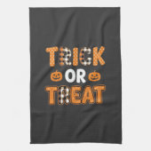 Trick or Treat Halloween Pompoen Vector Ontwerp_1 Theedoek (Verticaal)