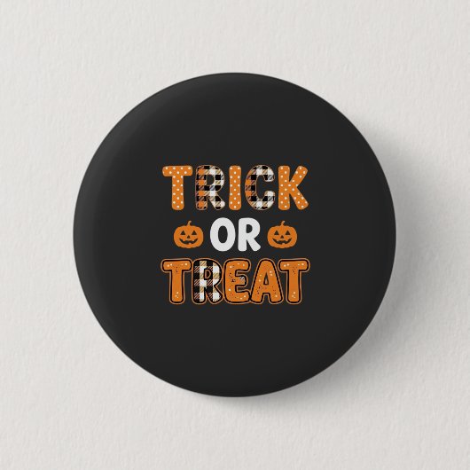 Trick or Treat Halloween Pompoen Vectorontwerp_1 Ronde Button 5,7 Cm (Voorkant)