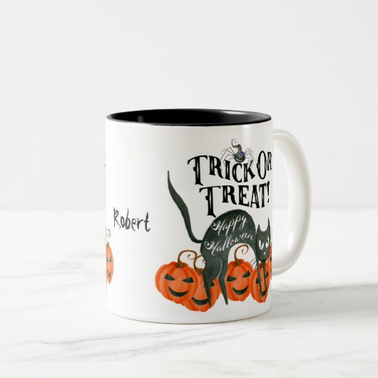 trick or treat Halloween pompoenen koffie mok (Voorkant rechts)