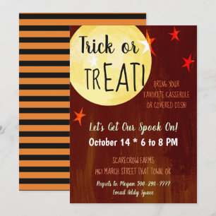 trick or treat Halloween Potluck Party Kaart