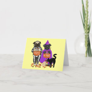 Trick or treat Halloween Pugs Kaarten