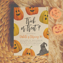 Trick or treat Halloween Pumpkin Birthday Party Kaart