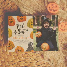 Trick or treat Halloween Pumpkin Foto Birthday Kaart