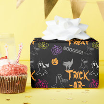 Trick-or-Treat Halloween Pumpkin Ghost Cat