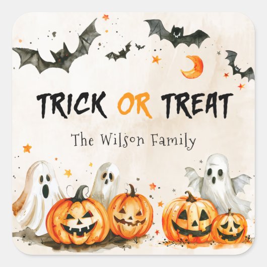 Trick or treat Halloween Pumpkin Ghost Sticker (Voorkant)