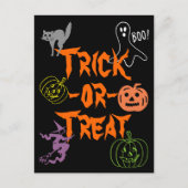 Trick-or-Treat Halloween Pumpkin Ghost Witch Briefkaart (Voorkant)