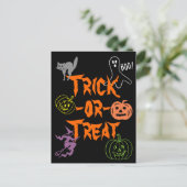 Trick-or-Treat Halloween Pumpkin Ghost Witch Briefkaart (Staand voorkant)