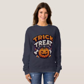 Trick or Treat Halloween Pumpkin Jack-O'-Lantern Trui (Voorkant volledig)