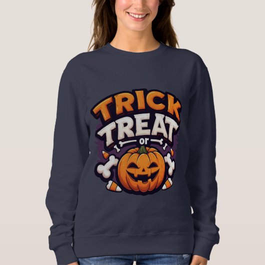 Trick or Treat Halloween Pumpkin Jack-O'-Lantern Trui (Voorkant)