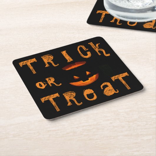 Trick or treat Halloween Pumpkin Kartonnen Onderzetters (Schuin)