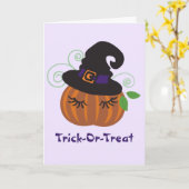 Trick or treat Halloween Pumpkin Witch Pet Kaart (Gele Bloem)