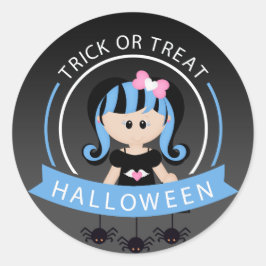 Trick or Treat Halloween Punk Meisje Ronde Sticker