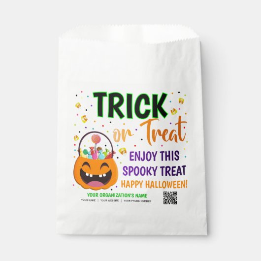 Trick or treat Halloween QR Code Treat Bedankzakje (Voorkant)