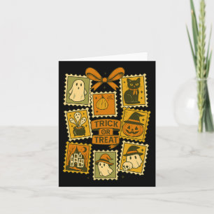Trick or treat  Halloween Retro Postage Sta Kaart