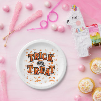 Trick or Treat Halloween Rond Papieren Bordje