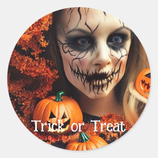 Trick or Treat Halloween Ronde Sticker (Voorkant)