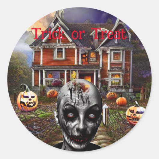 Trick or Treat Halloween Ronde Sticker (Voorkant)