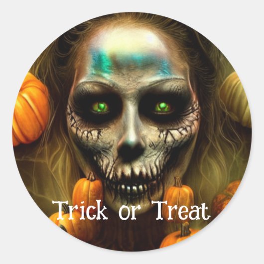 Trick or Treat Halloween Ronde Sticker (Voorkant)