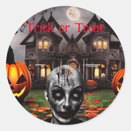Trick or Treat Halloween Ronde Sticker (Voorkant)